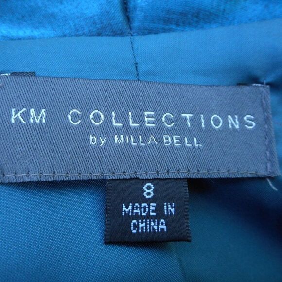 EUC KM COLLECTIONS by MILLA BELL Teal Shiny Jacket w/Sequins Size:8 - Picture 16 of 16